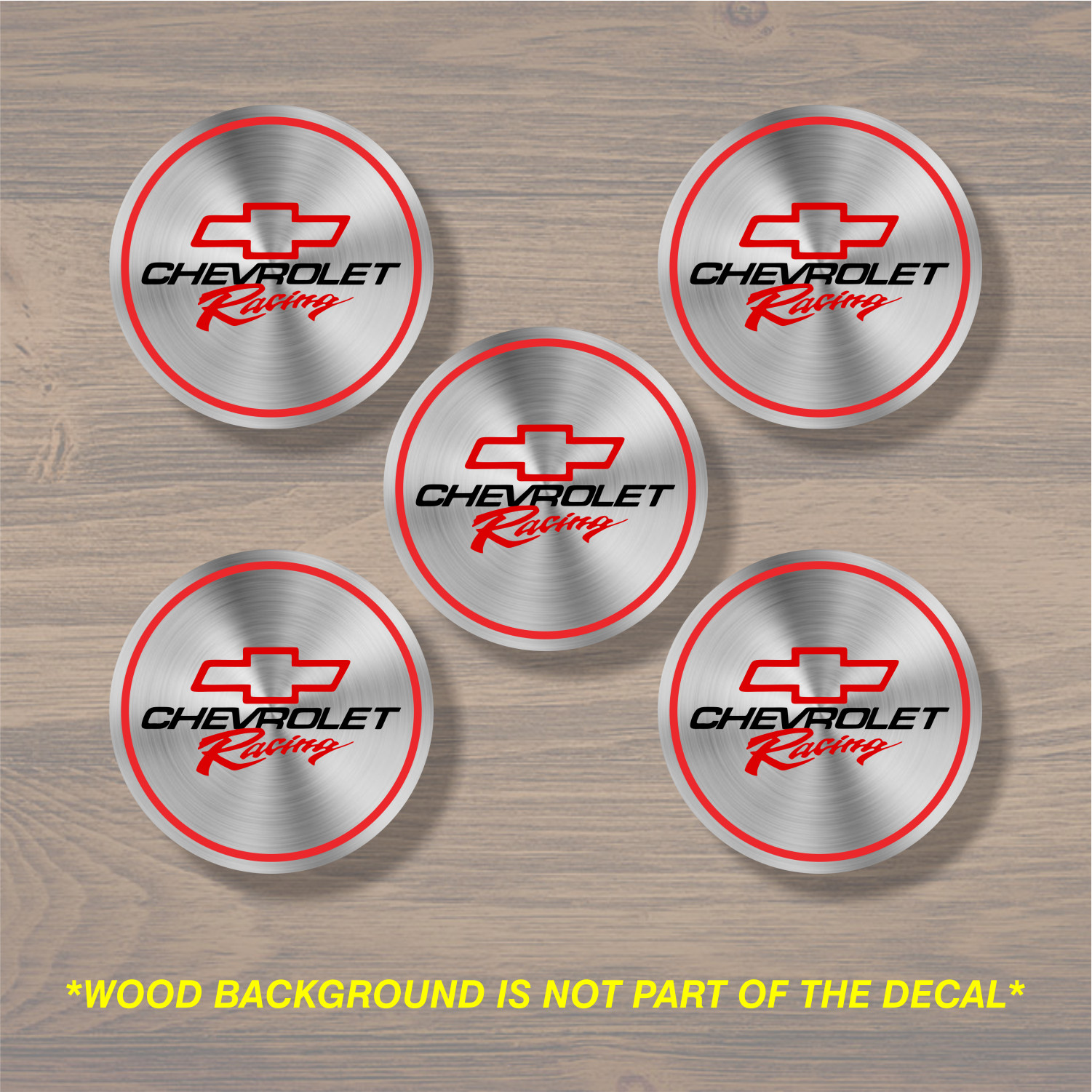 Chevrolet Racing Wheel Center Cap Overlay x5, Vinyl Decal Sticker