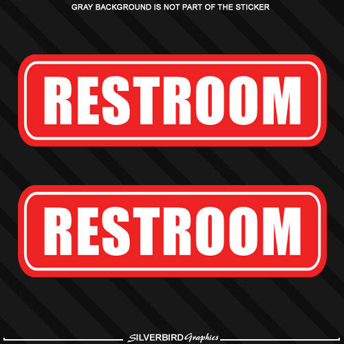 2x RESTROOM Sticker Decal Door Window business home restaurant bathroom