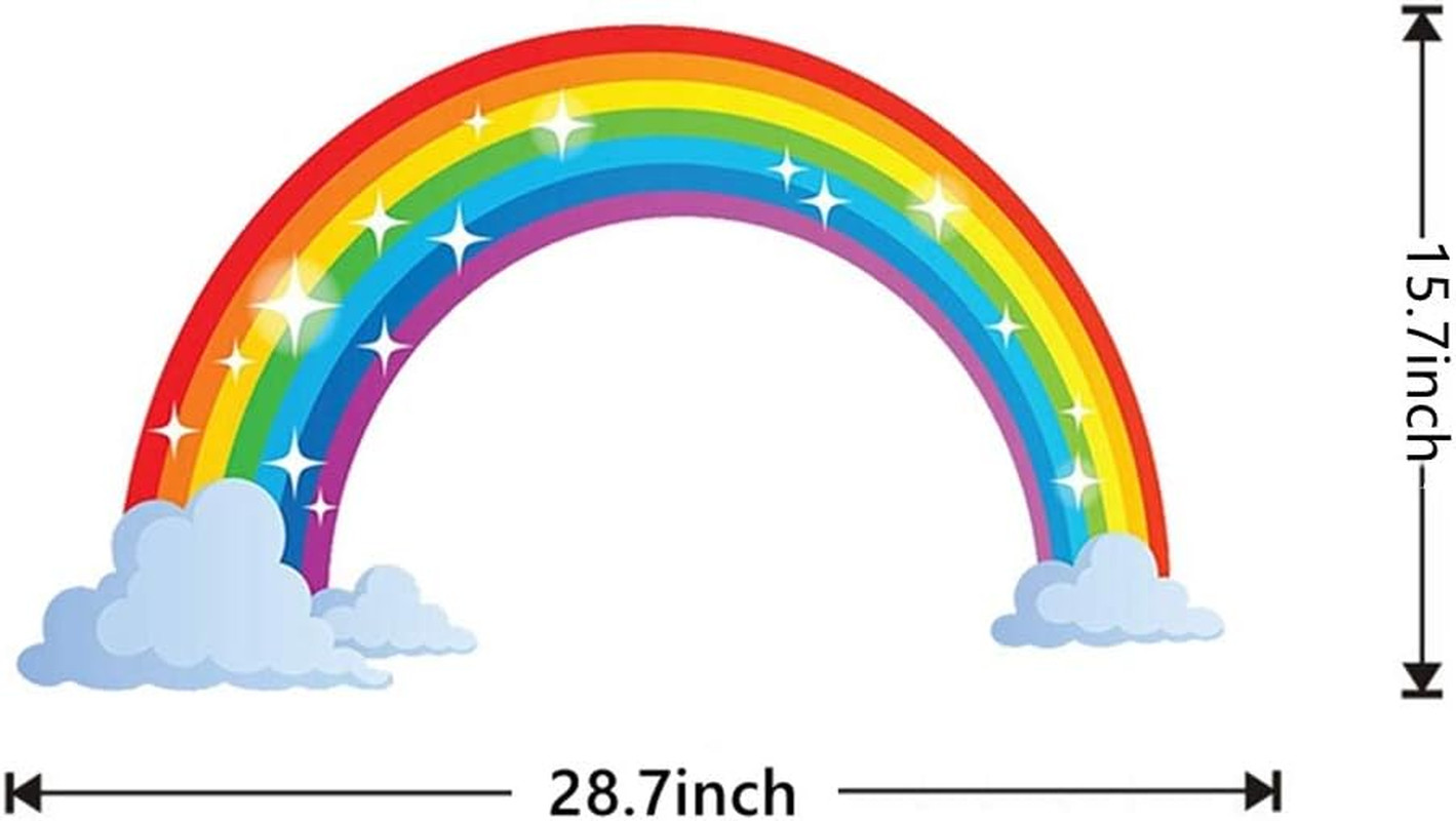 Rainbow Wall Decals Wich Clouds, Peel and Stick Removable Wall Stickers for Kids