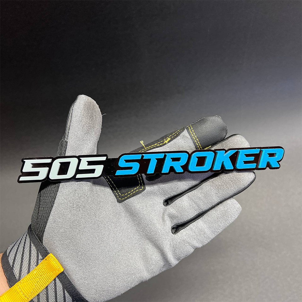 1X 505 stroker Custom 3D Car Fender Emblem Acrylic Badge Gray / L.BLUE / black