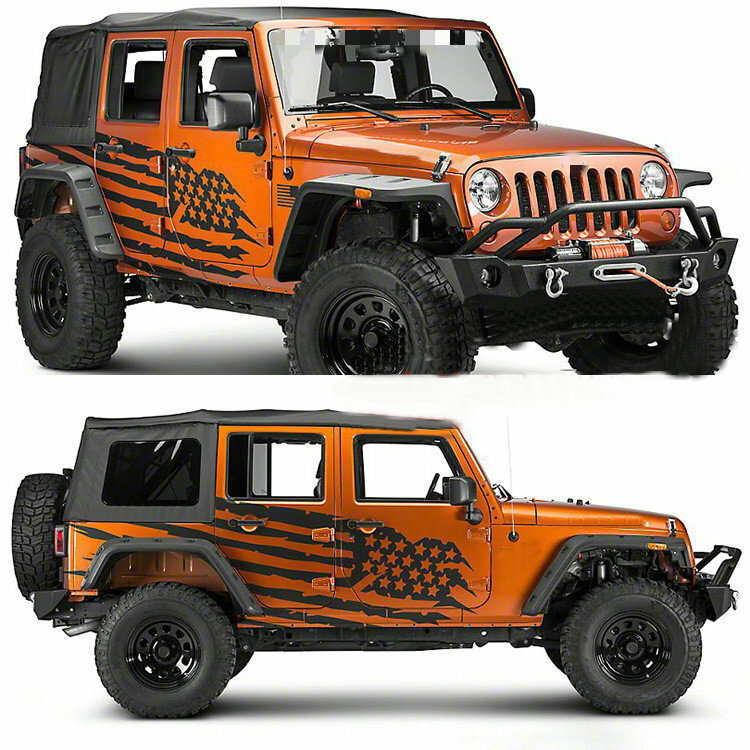 Graphics American Flag Sticker Kit For Jeep Wrangler Rubicon 4 Door Fender Decal