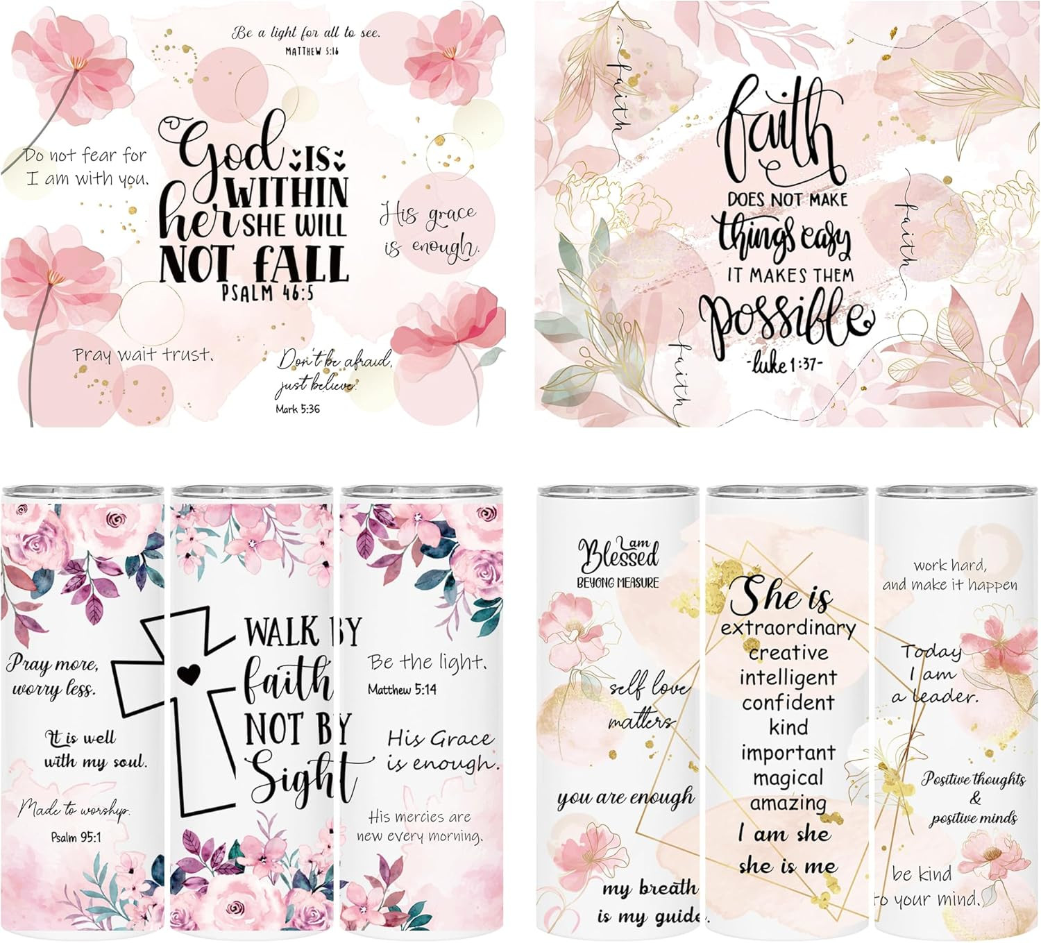 UV DTF Cup Wraps Sticker – 4 Sheets Bible Verse UV DTF Transfer for 20 Oz Glass,