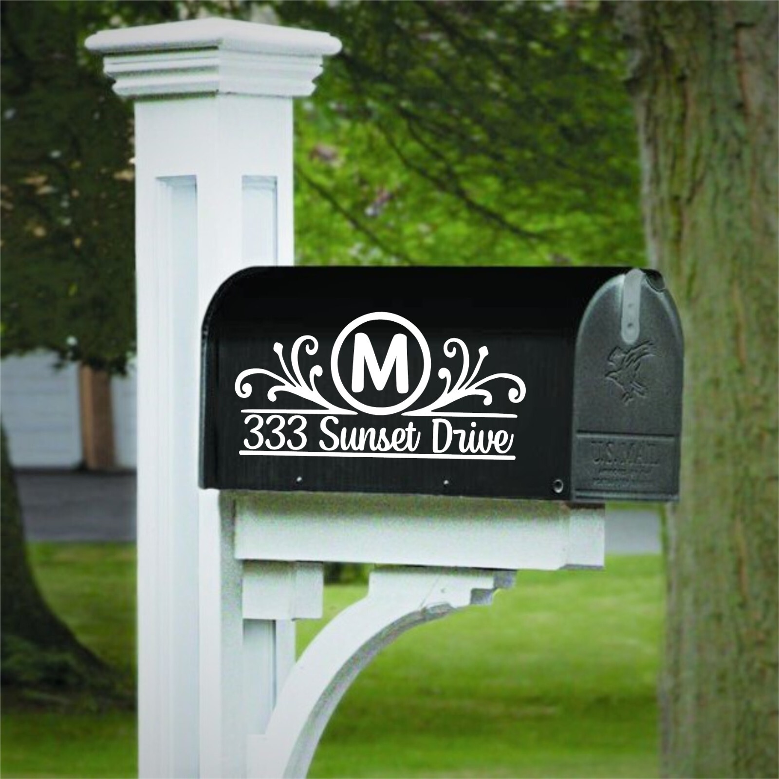 Set of 2 Personalized Scroll Vinyl Decals for Mailbox-Custom Made