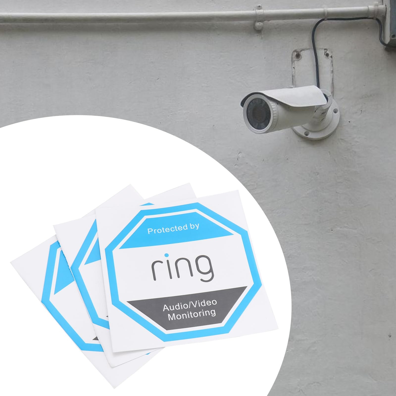 10Pcs CCTV Doorbell Camera Sticker Ring Doorbell Stickers PVC Waterproof Stic…