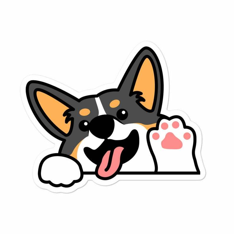 Peeking Tricolor Corgi Car Sticker / Vinyl Car Decal For Outdoor and Indoor Use