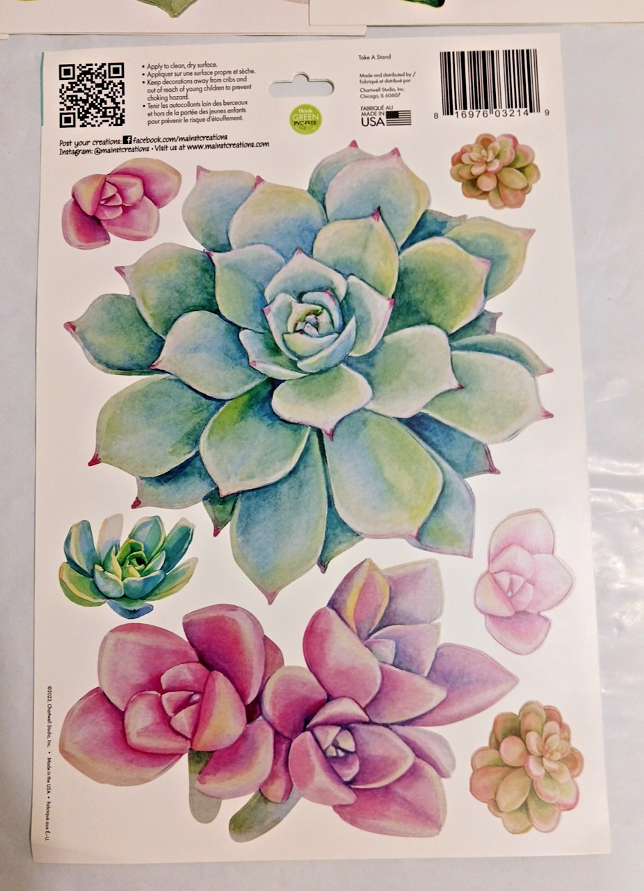 Jumbo wall stickers Large flowers decals roses lilac cactus. you get all 6 packs