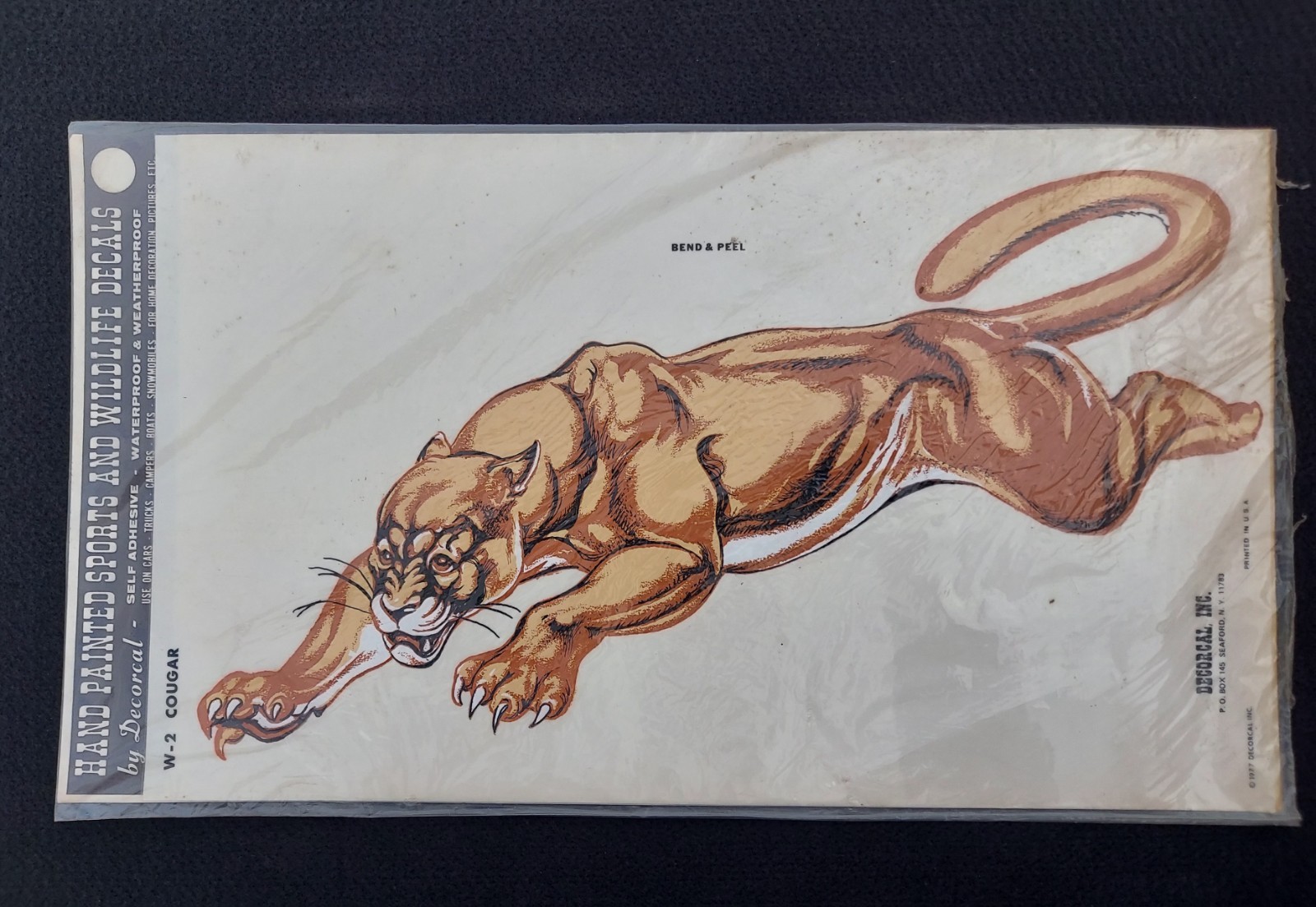 Vtg Wildlife Window Decals Lot Of 4 NOS Bear Moose Cougar Duck 1970's Hunting