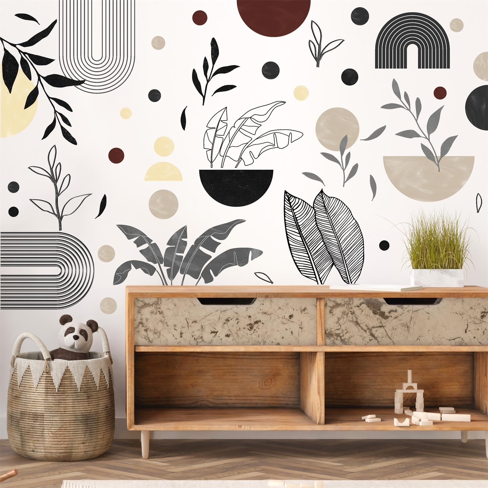 Vintage Abstract Art Wall Stickers Geometric Wall Decals Peel and Stick Boho …
