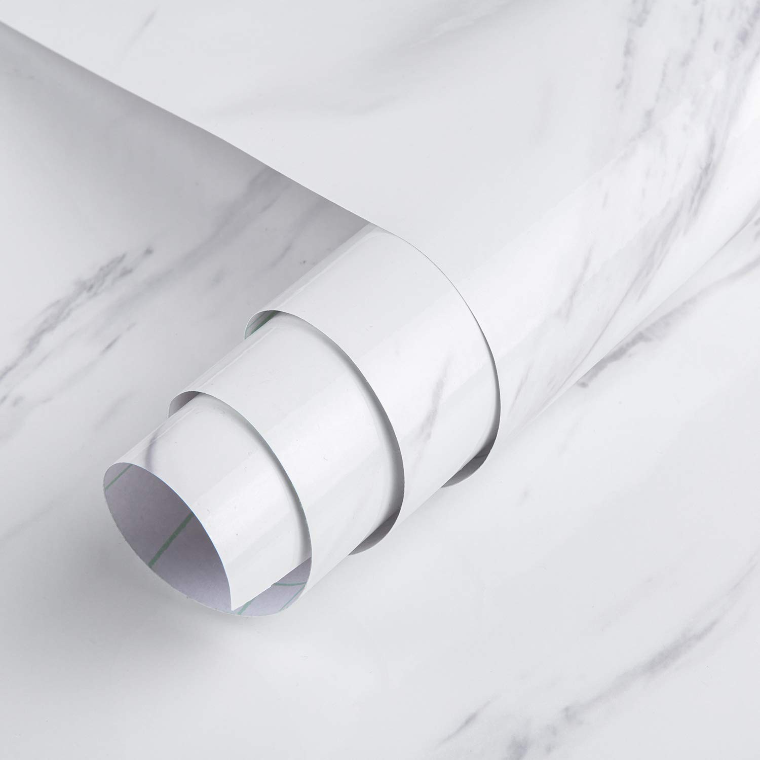 Wide Milk White Marble Wallpaper Peel Stick 24x394inch Glossy Thicken Waterpr…