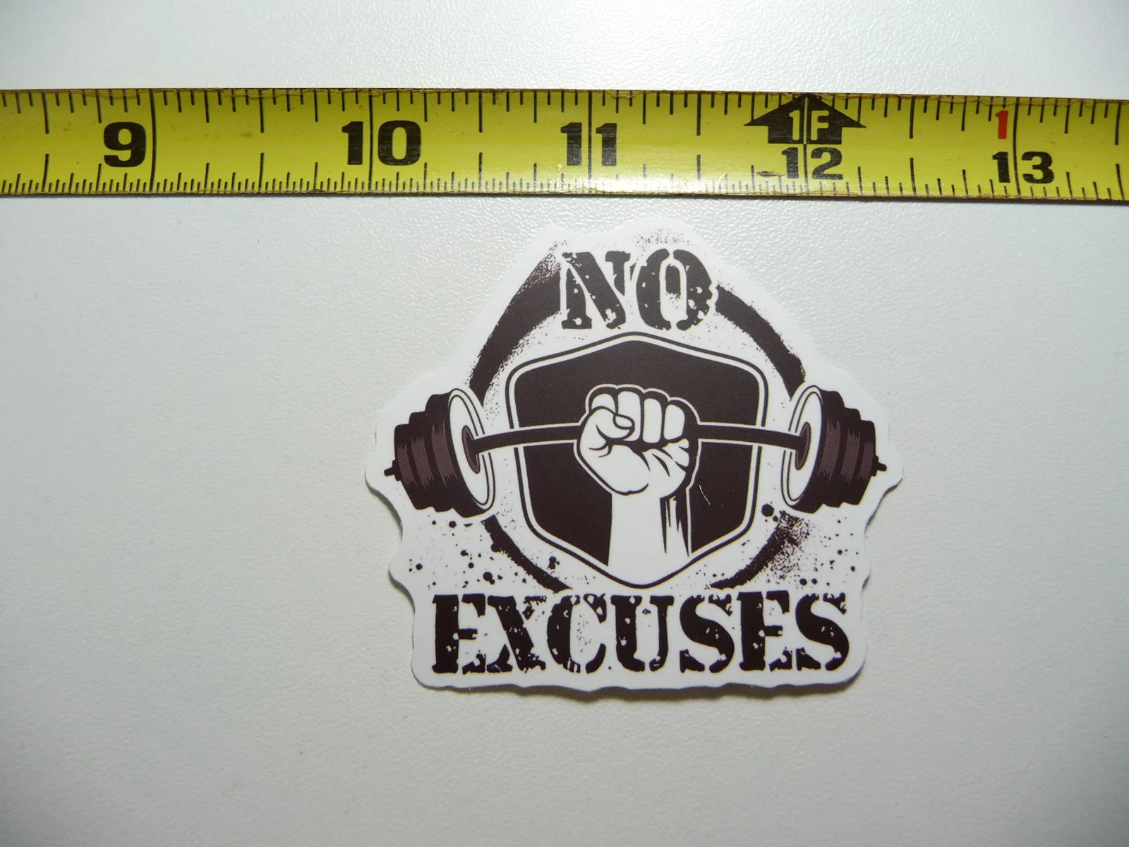 NO EXCUSES BARBELL SMALL STICKER DECAL GYM WEIGHTLIFTING FITNESS EXERCISE