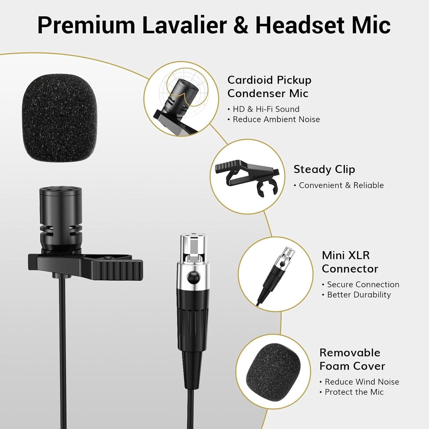 UHF Wireless Microphone System with Dual Headset Microphones/Lavalier Lapel Mics