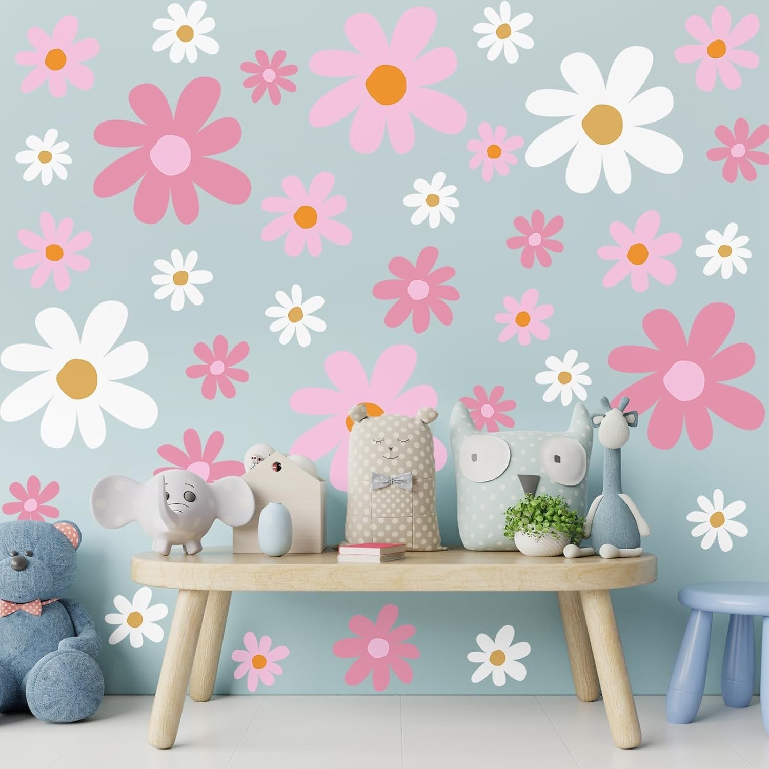 12 Sheet Daisy Wall Sticker Decal Removable Cute Daisy Bedroom Room Decor Flo…