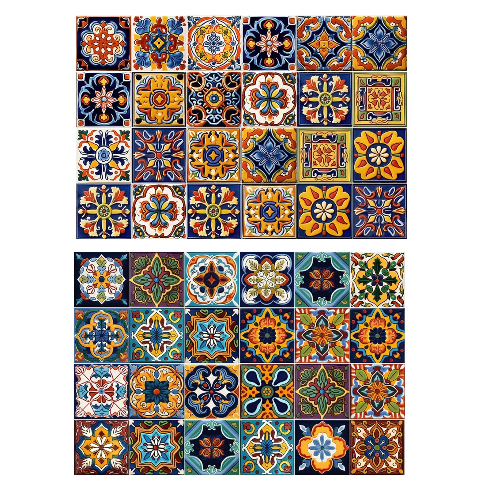 48Pcs Peel and Stick Tile Stickers, Moroccan Wall Decals for Kitchen & Bathroom