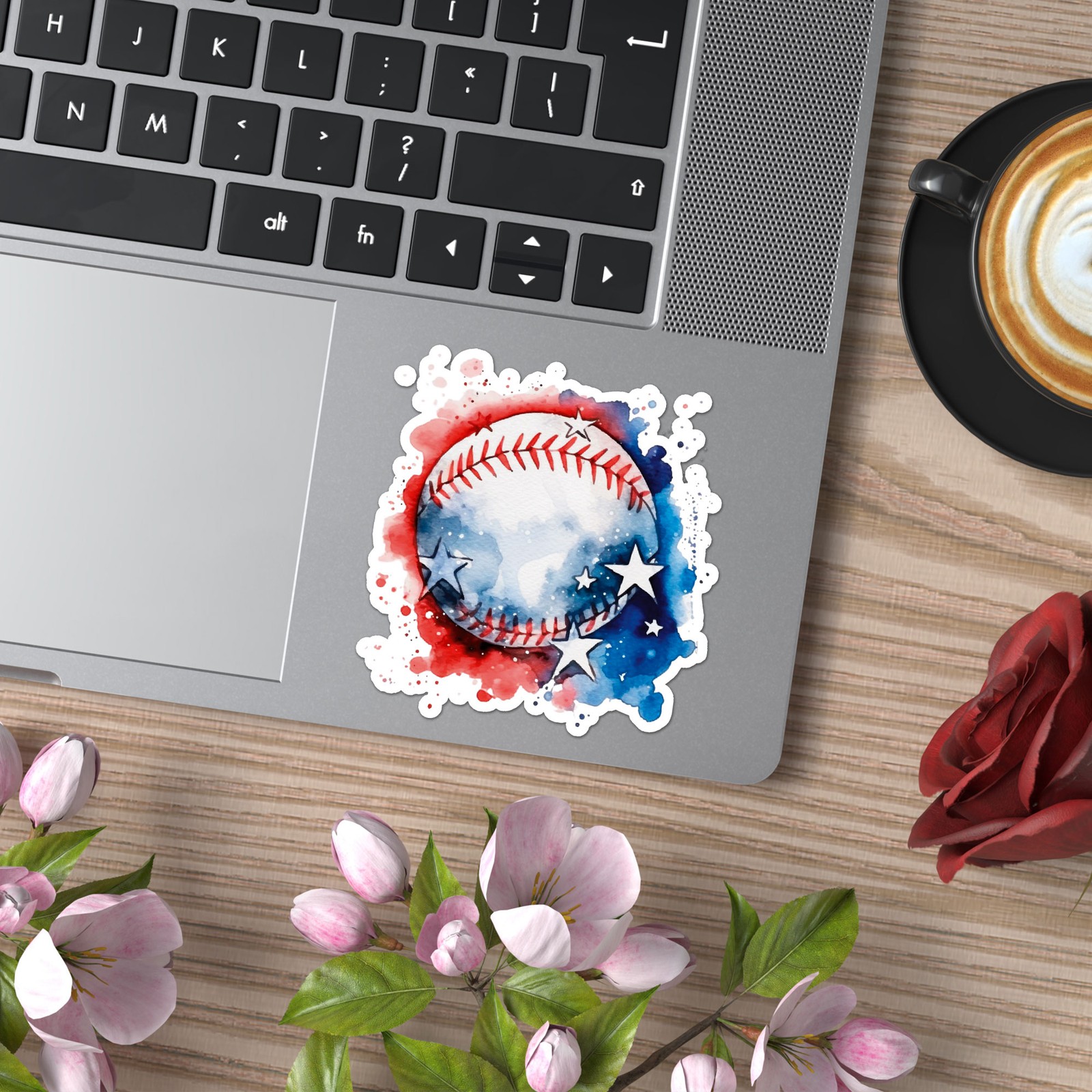Baseball American Flag – Vinyl Decal Sticker – Car Window Laptop – ebn9416
