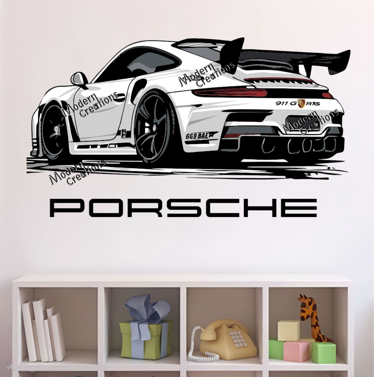 Porsche 911 Sports Car Wall Stickers Room Decor Vinyl Decal Mural Home Art DIY