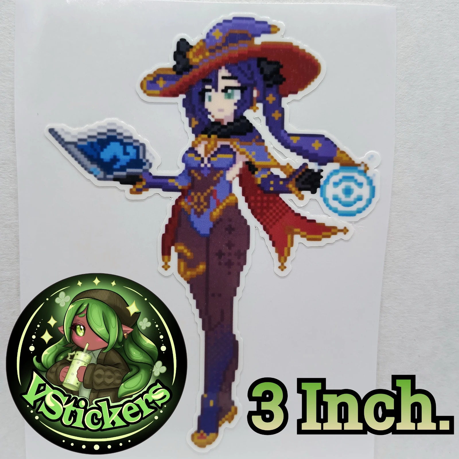 [Genshin Impact][3 Inch.] Pixel Mona Fan Art Water-Resistant Vinyl Sticker!