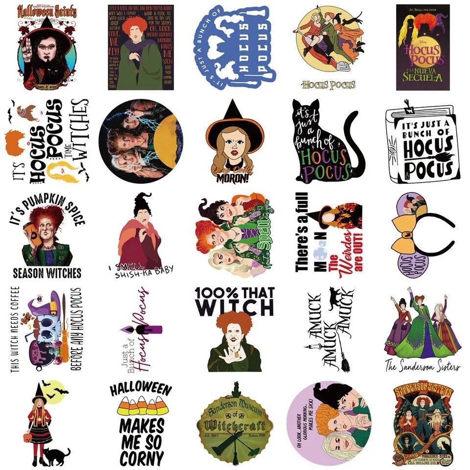 Hocus Pocus Stickers 50pk Mix Sanderson Sisters Halloween Stickers