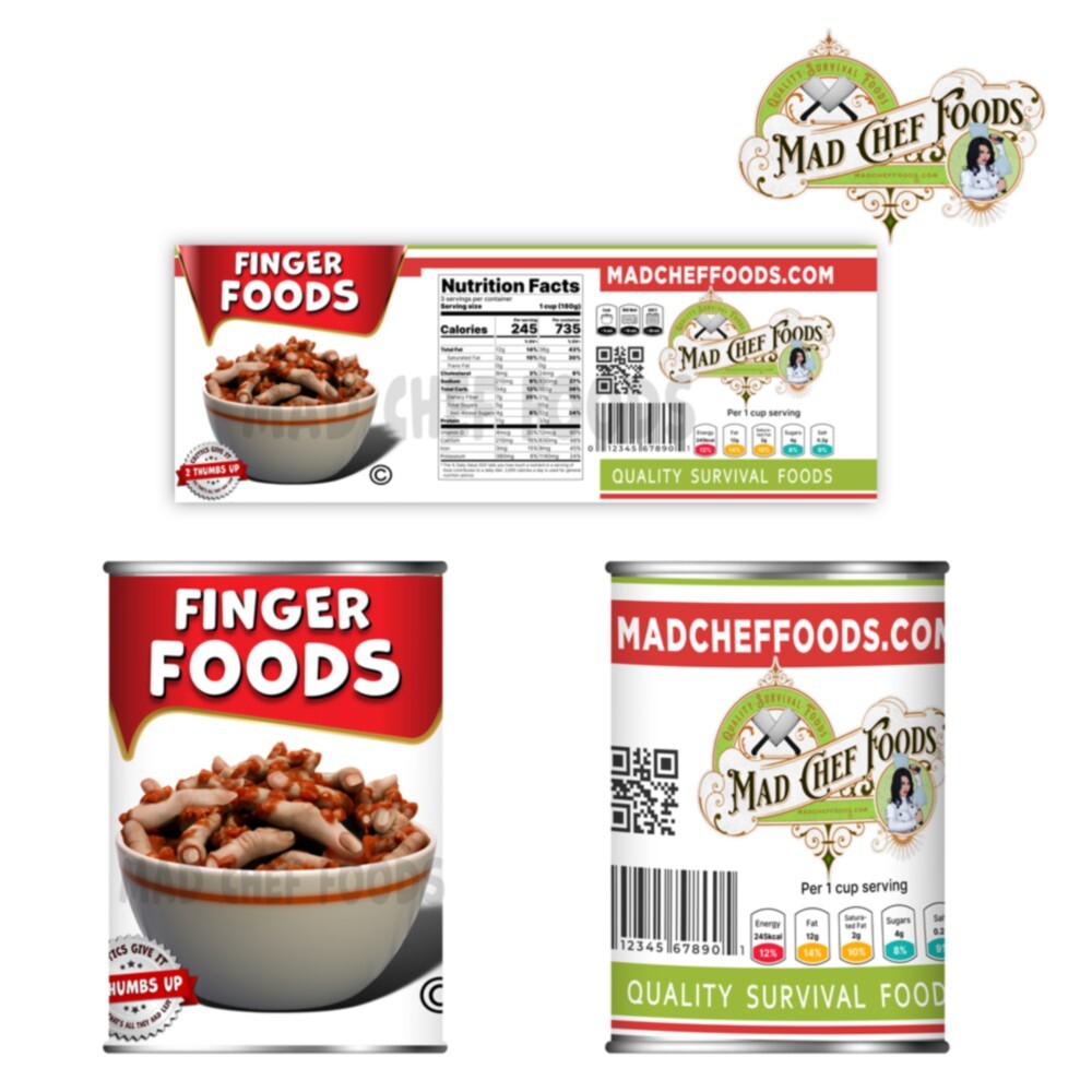 FUNNY Thanksgiving Finger Foods Can Label STOCKING STUFFER Joke Gag Gift 2 PACK