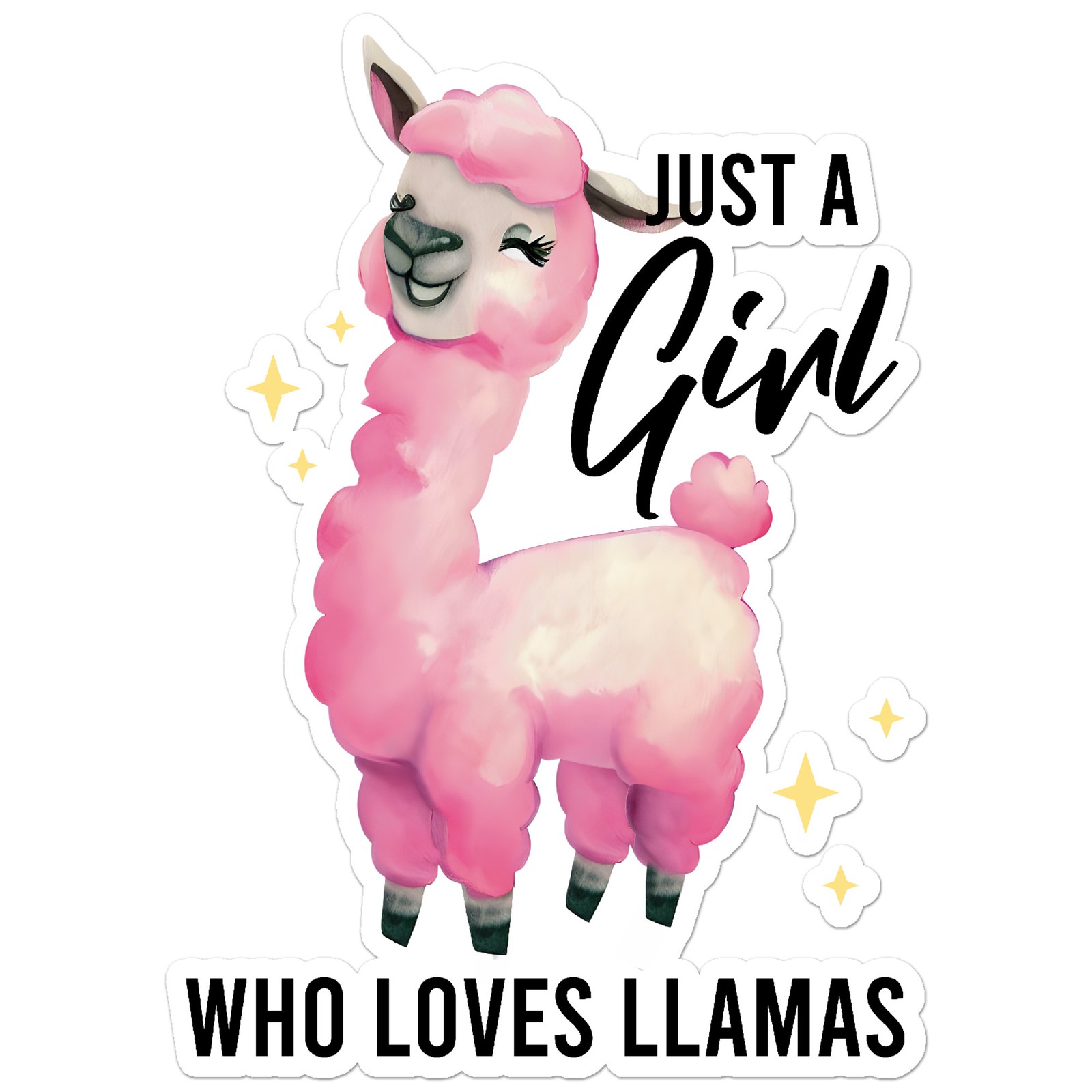 Girl Loves Llamas – Vinyl Decal Sticker – Car Window Laptop – ebn9148