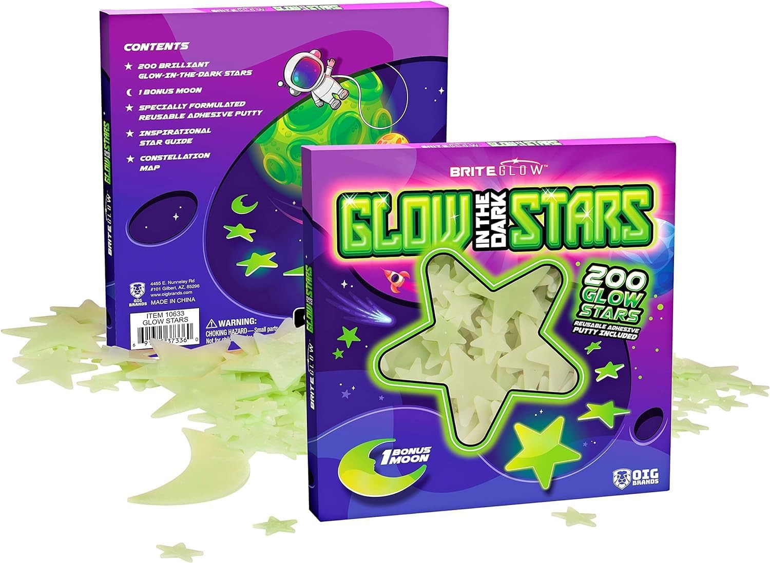 200 Pcs Glow in the Dark Stars with Moon – Luminous 3D Wall Stickers Night Li…