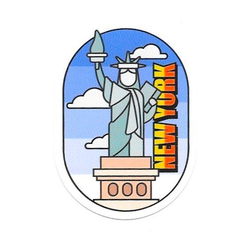 New York Vinyl Sticker Statue of Liberty Oval Retro Souvenir Travel Gift Art
