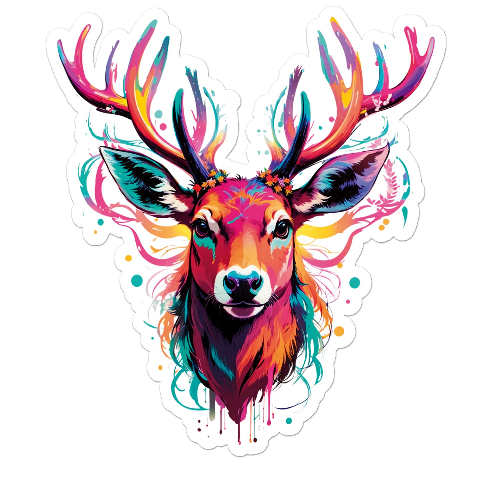 Multi-color Deer Antlers – Vinyl Decal Sticker – Car Window Laptop – ebn12691