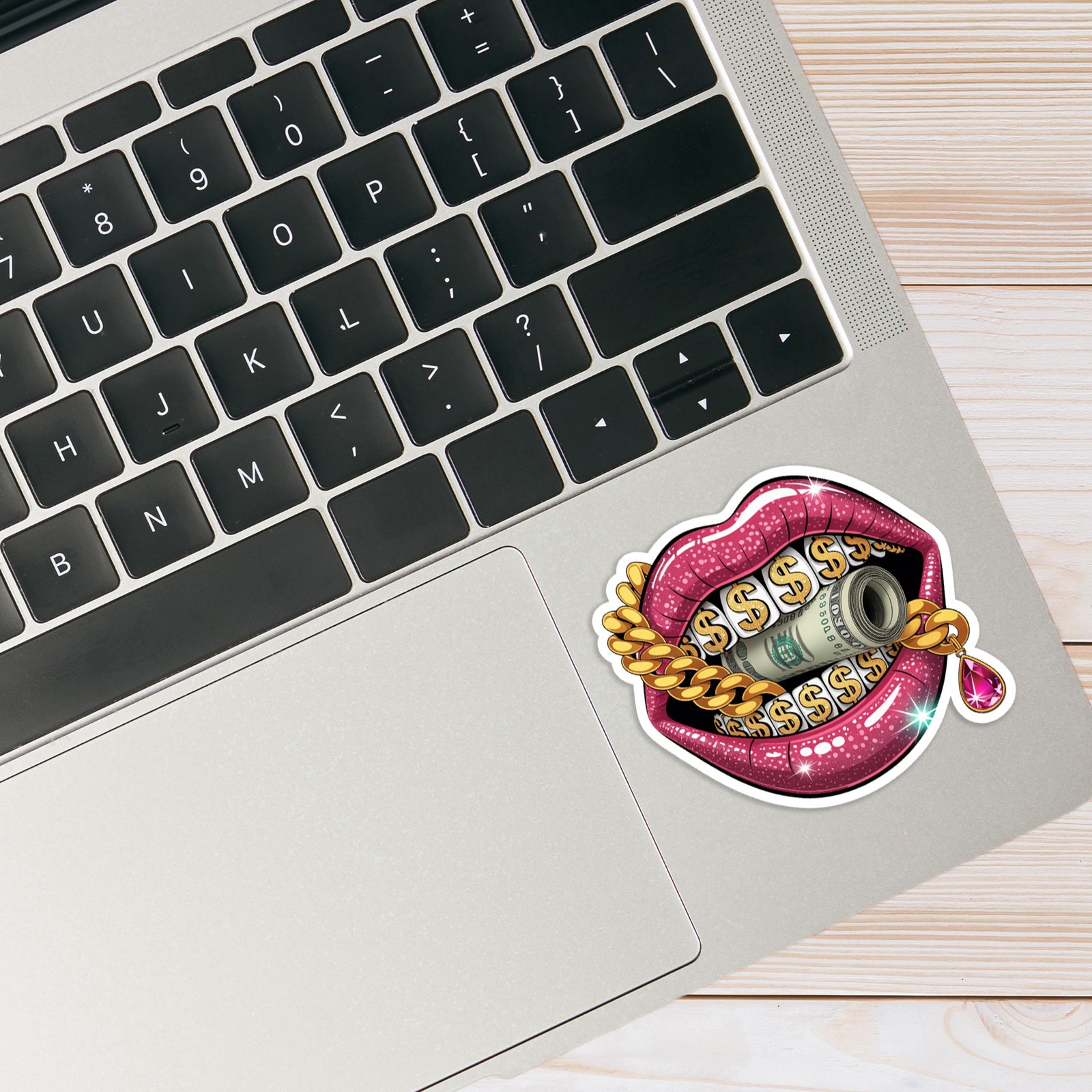 Pink Lips with Grills – Vinyl Decal Sticker – Car Window Laptop – #1636