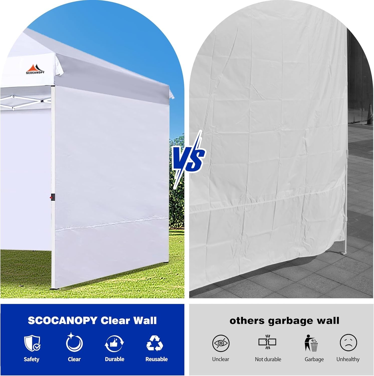 Sidewall for 12X12Ft Canopy Frame, 3 Pack Sunwalls Only,(White)