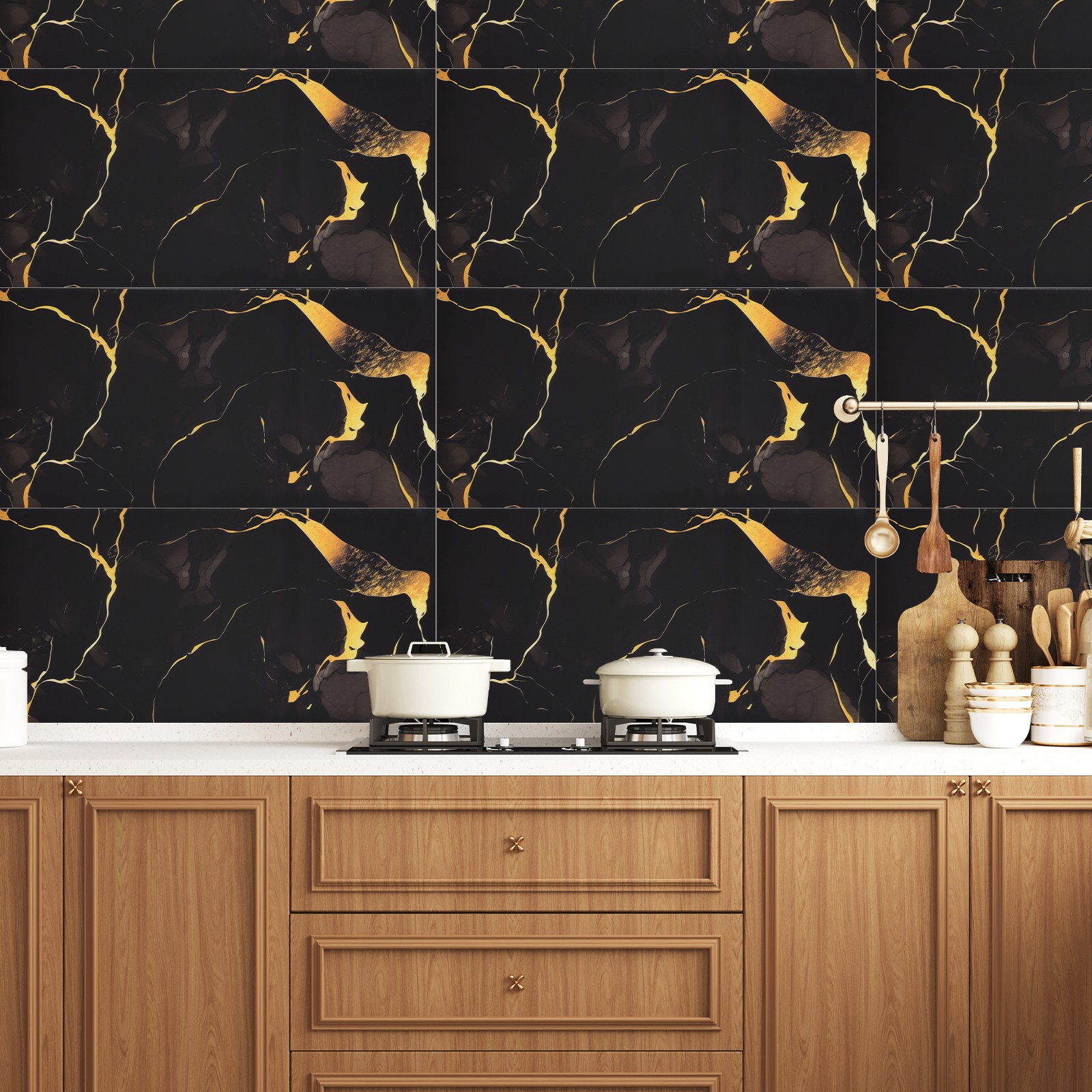 11.8in Peel and Stick Marble Wall Tile Waterproof Self Adhesive Bathroom Decor