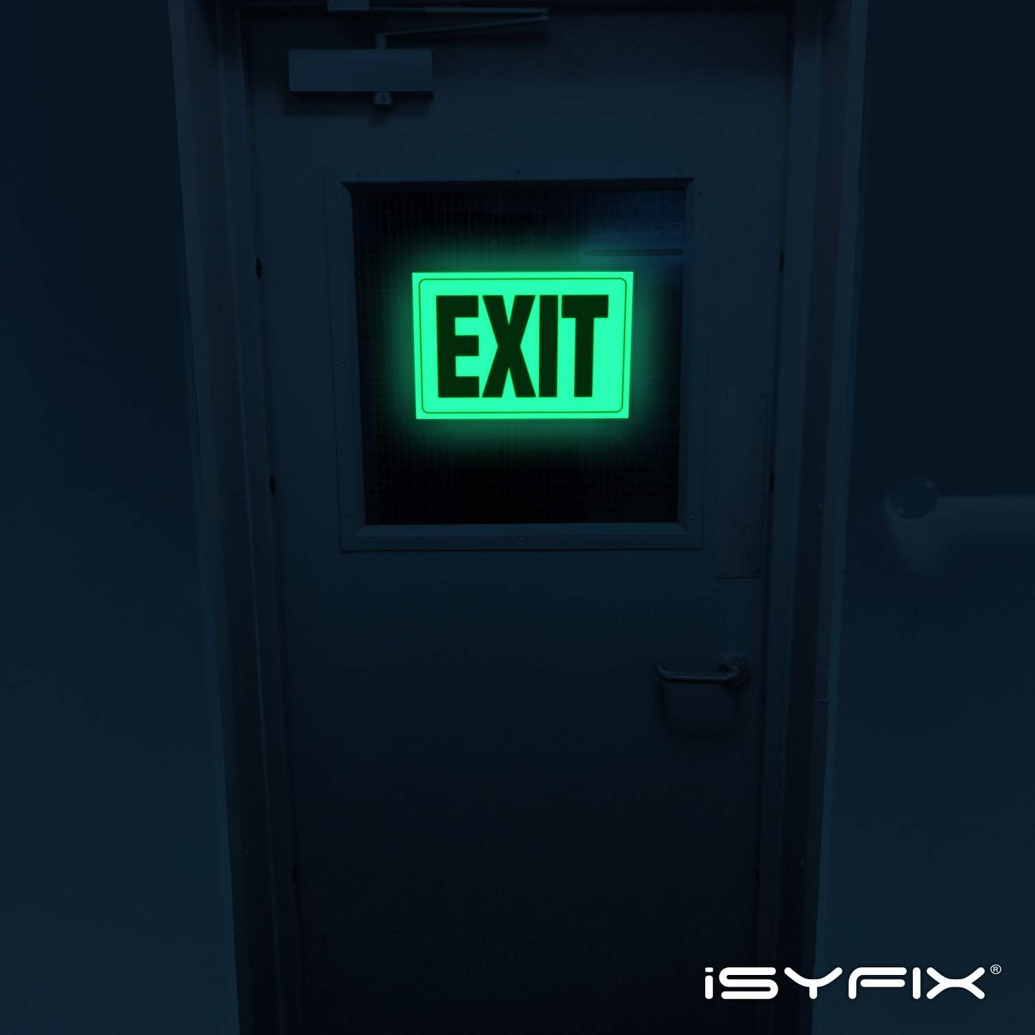 Photoluminescent Exit Signs – 2 Pack, 10×7 Inch, Durable Glow in the Dark Sticke