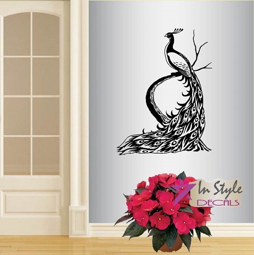 Wall Vinyl Decal Peacock Bird Feather Birds Any Room Decor Wall Sticker 619