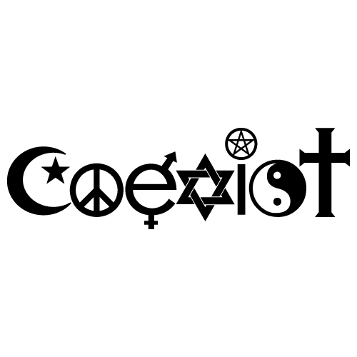 COEXIST POLITICAL RELIGIOUS SYMBOL PEACE LOVE VINYL DECAL STICKER (CT-01)