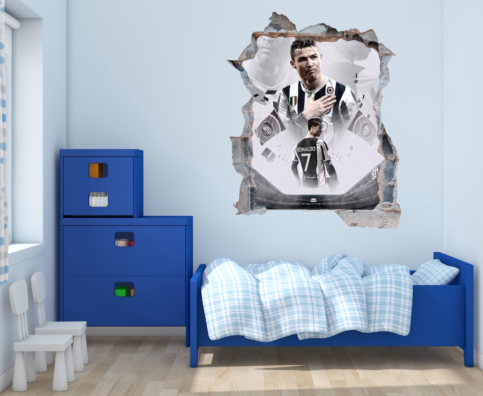 Cristiano R Wall Sticker | CR Sport 3D Smashed Sticker Removable Vinyl Soccer