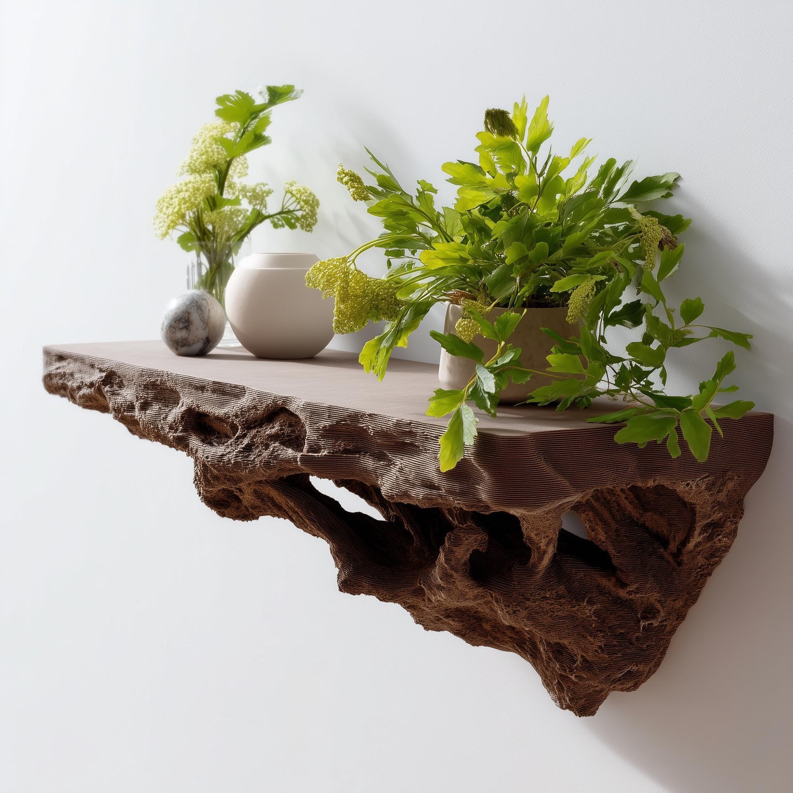Root Inspired Floating Shelf | 3D Printed Wall Shelf Brown | Organic Wall Ledge