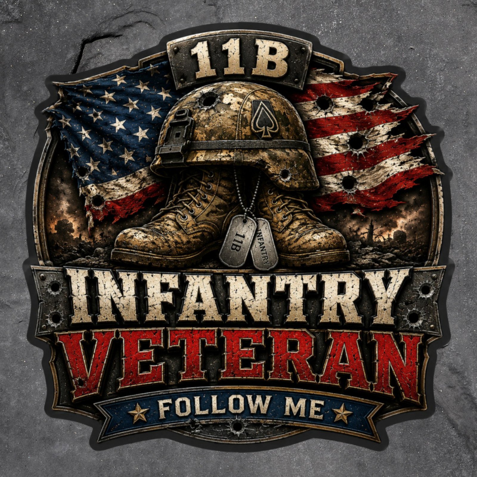 Infantry Sticker Vinyl Decal 11B Veteran Follow Me Military Army Patriotic