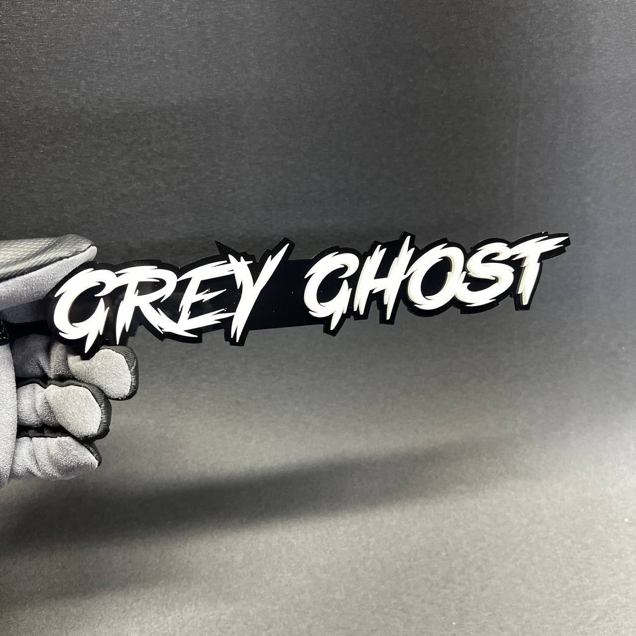 1x GREY GHOST Custom Text 3D Acrylic Car Emblem Badge Multicolor Fender Decal