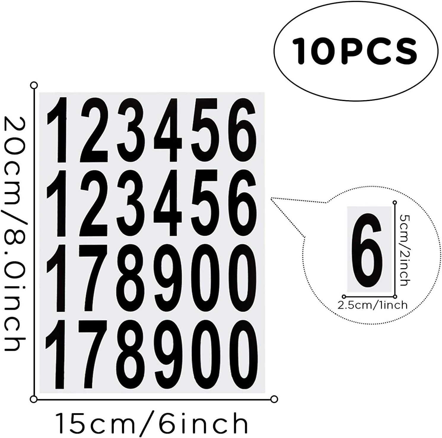 Waterproof Adhesive Mailbox Number Stickers In/Outdoor Fade Resistant 10 Sheets