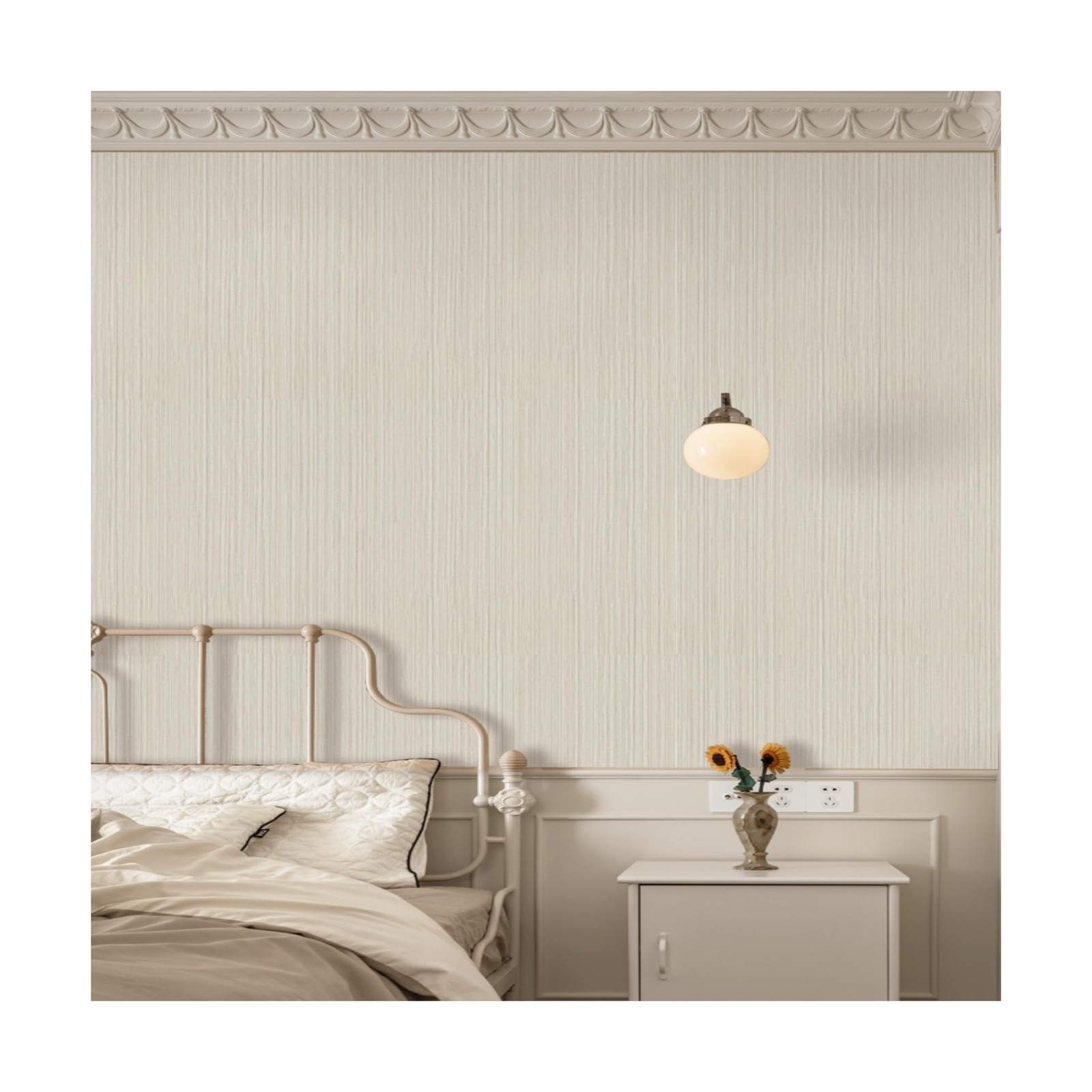 TANONE Beige Grasscloth Peel and Stick Wallpaper 17.7" x 118", Self-Adhesiv…