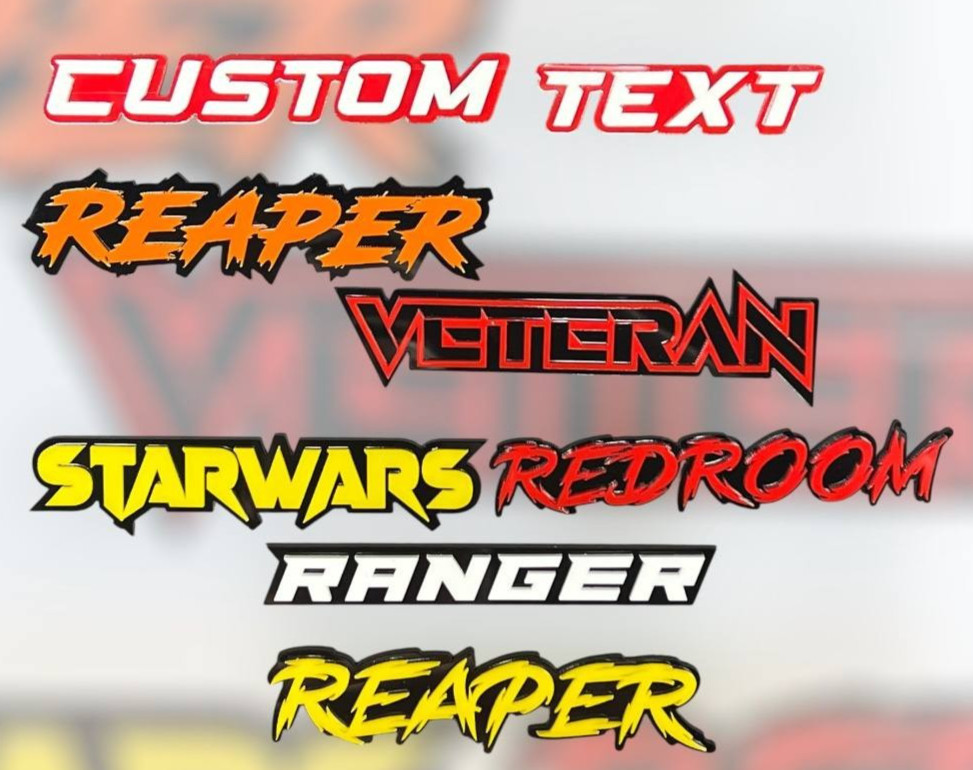 Custom Lazer Cut Car Acrylic Emblem Badge MULTI COLOR Customized Text Names!