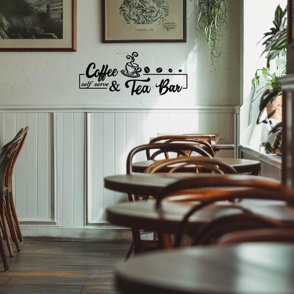 Coffee & Tea Bar Wall Sticker Vinyl Decal Removable Home Decor 23.6"x14.9"
