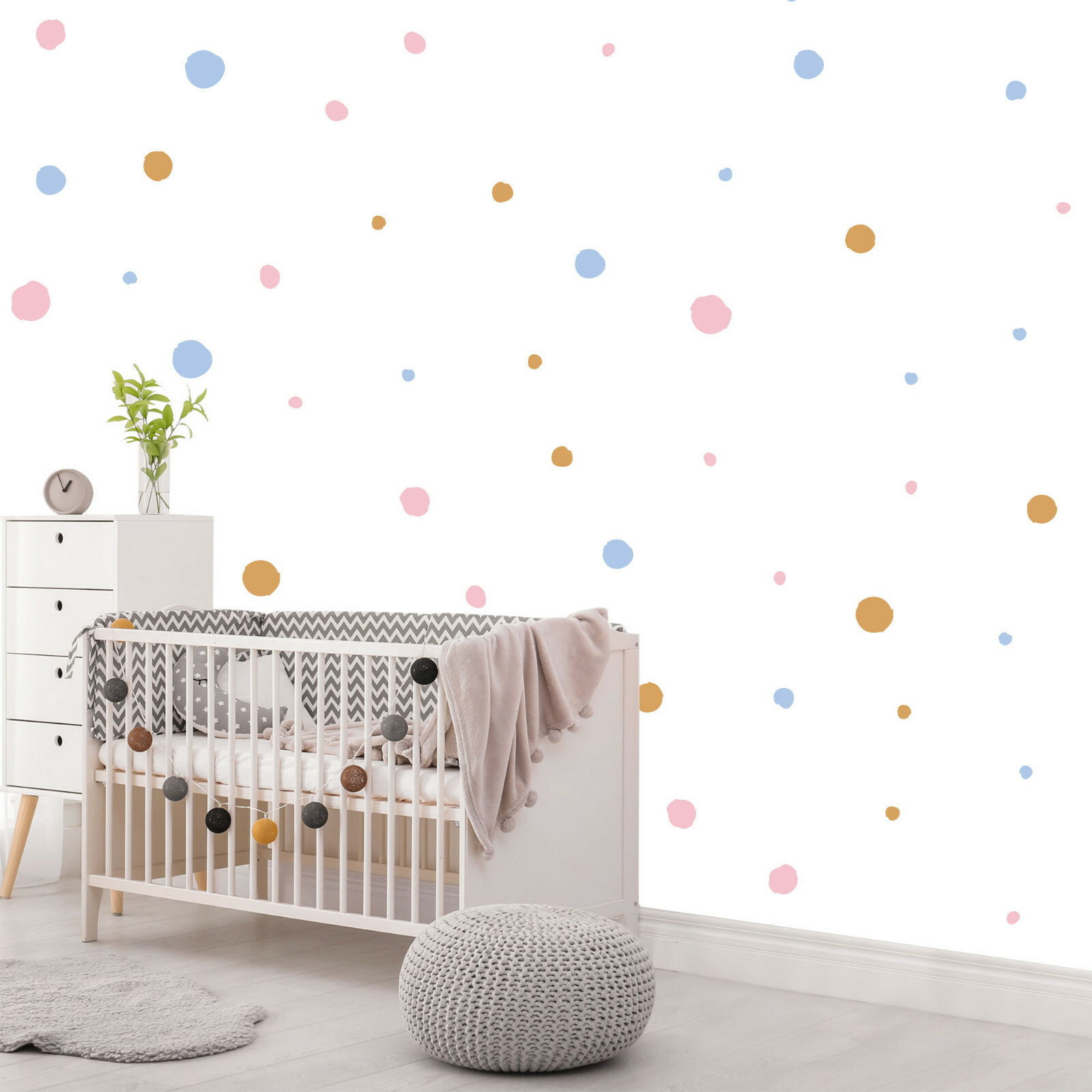 Blue Pink Circular Triangle dots Wall Fabric Decal Set Sticker Baby Room Decor