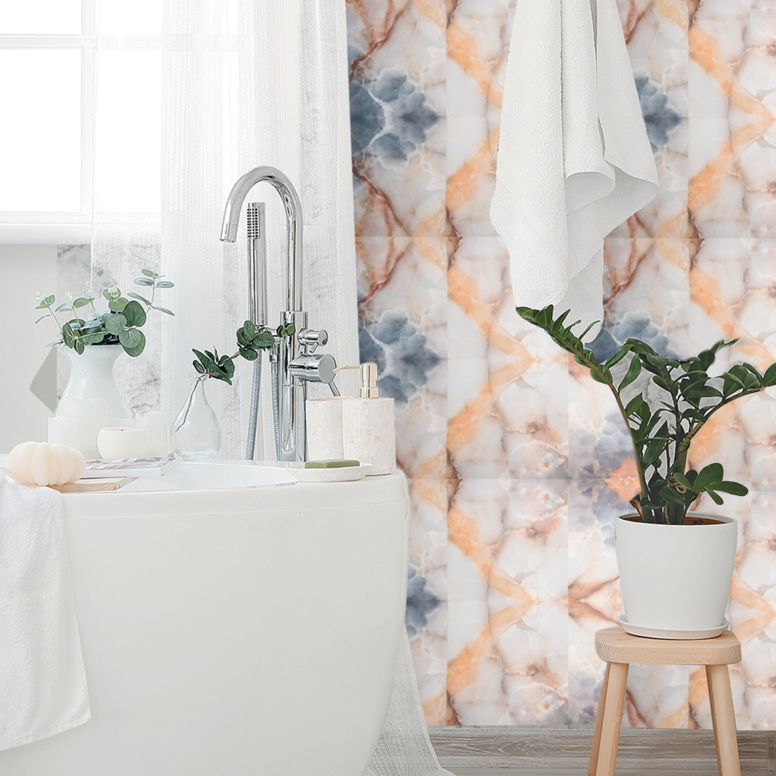 As Shown In The Picture Bathroom Recommended For Sticking To Backsplash Tiles