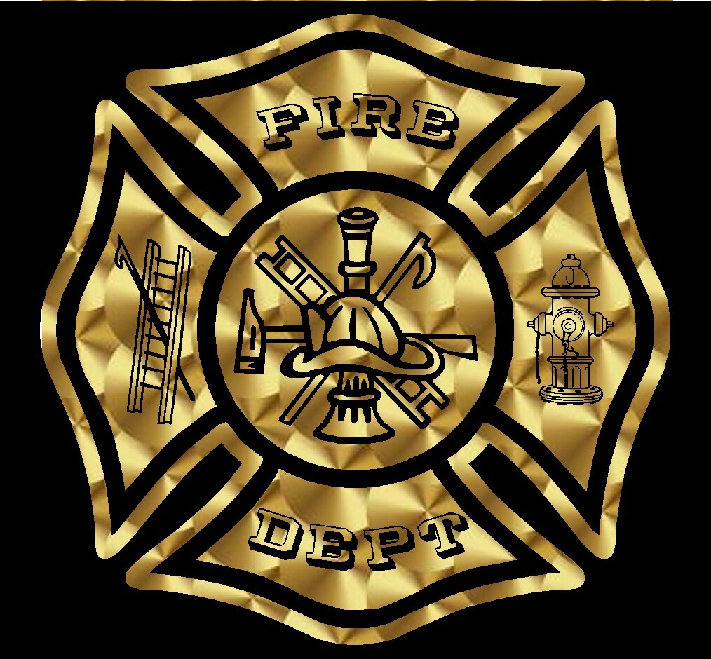 Black on Metallic Gold Engine Turn Vinyl Maltese Cross Decal multiple sizes