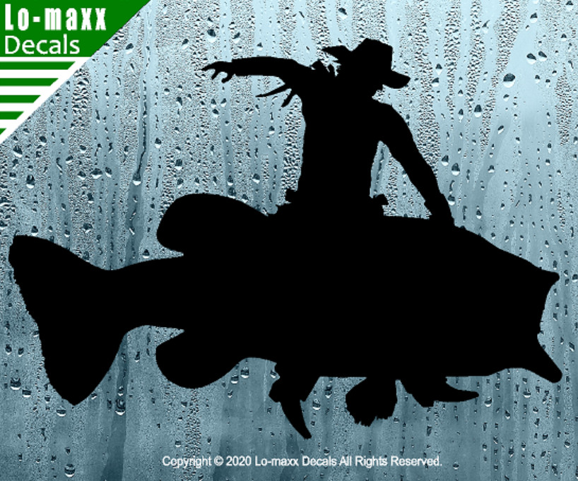 Largemouth Bass Rodeo Cowboy Western Freshwater Fishing Die Cut Vinyl Decal