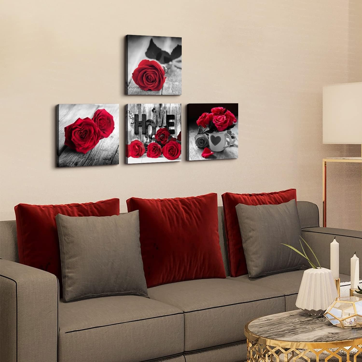 Versatile Floral Canvas Wall Art – 4 Panels 12×12