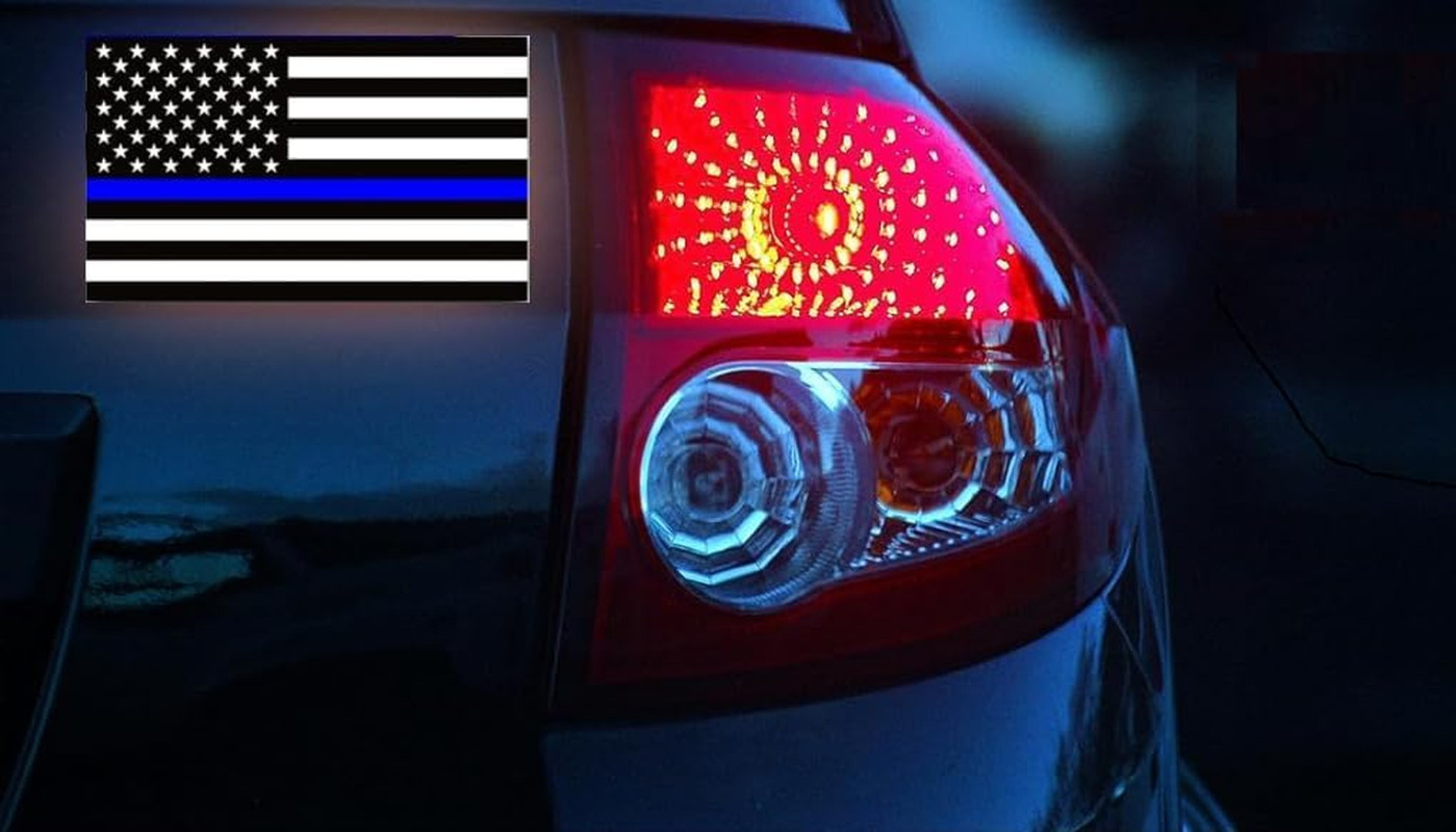 3 Pack Calcomanias Bandera USA Reflectante 5x3in Negras Impermeables para Auto