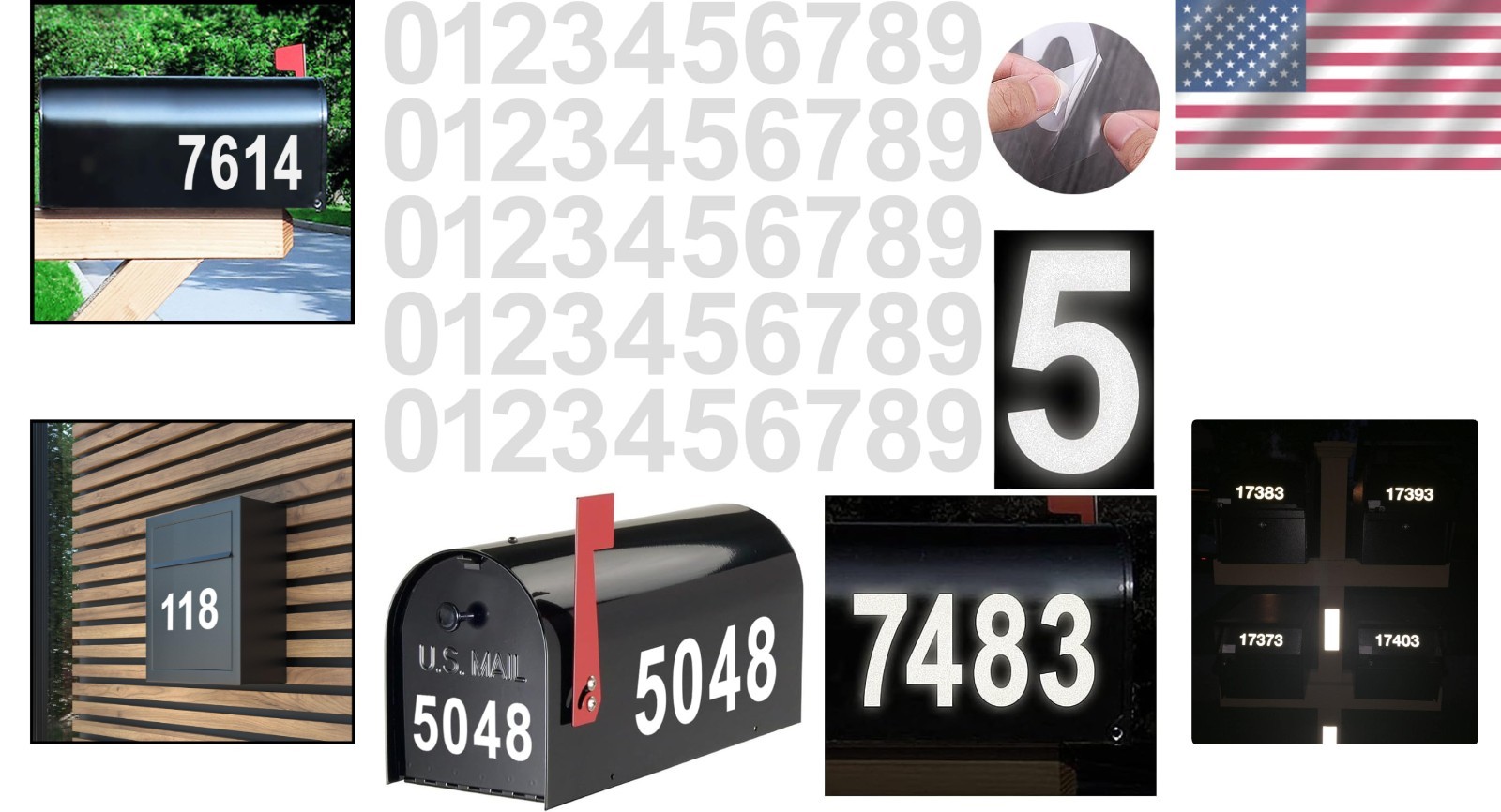 Modern 2" Waterproof Reflective Address Numbers – Die Cut Vinyl Decals Pack