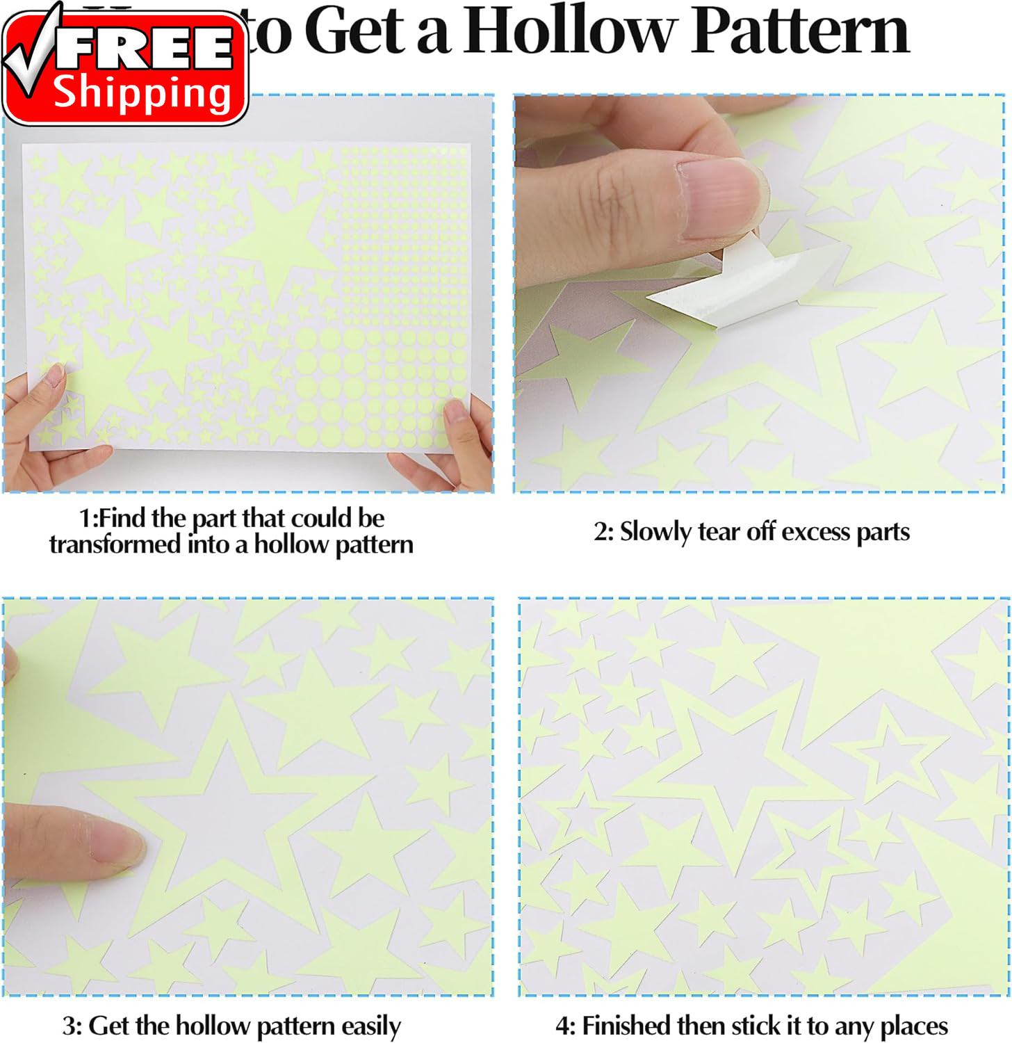530Pcs Glow in the Dark Stars for Ceiling,Space Galaxy Wall Decals | Glow in the