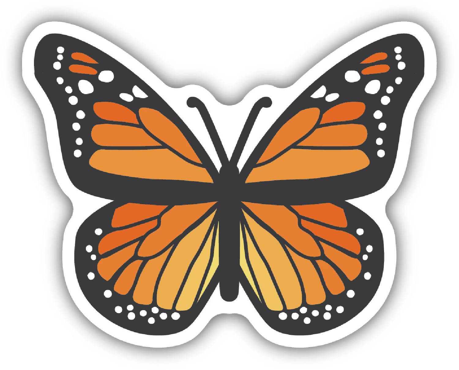 Monarch Butterfly Vinyl Sticker Decal, Yellow Orange Black, 3.25 inch