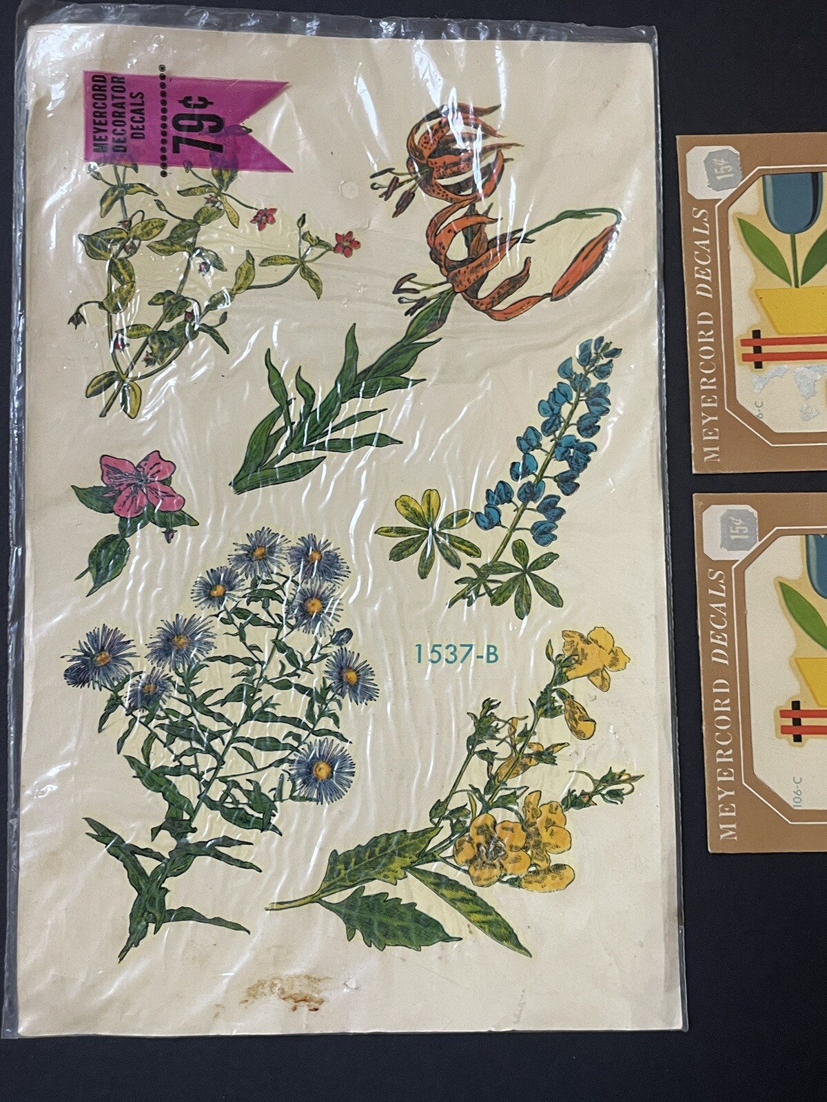 NEW Vintage MEYERCORD Decorative DECALS *FLOWERS Tulips Botanical FLORALS NOS